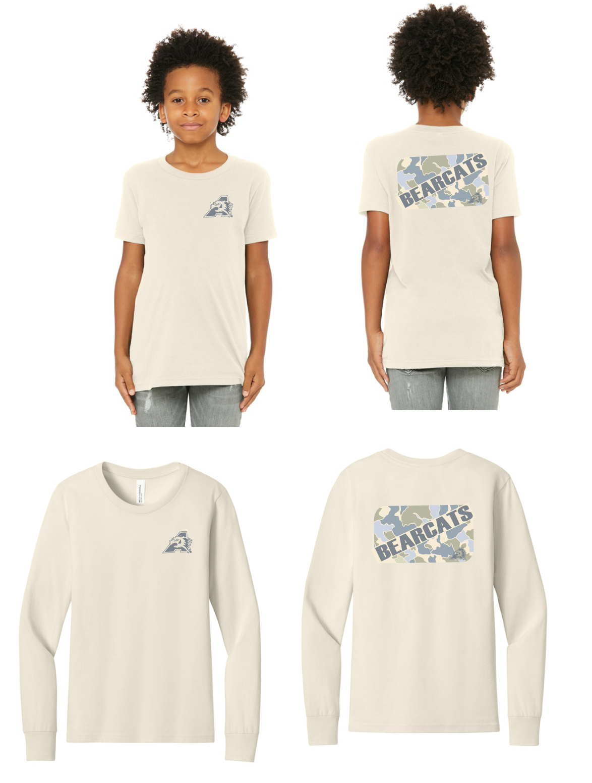 Annetta Bearcat Camo Tee - Youth Bella Canvas Cotton