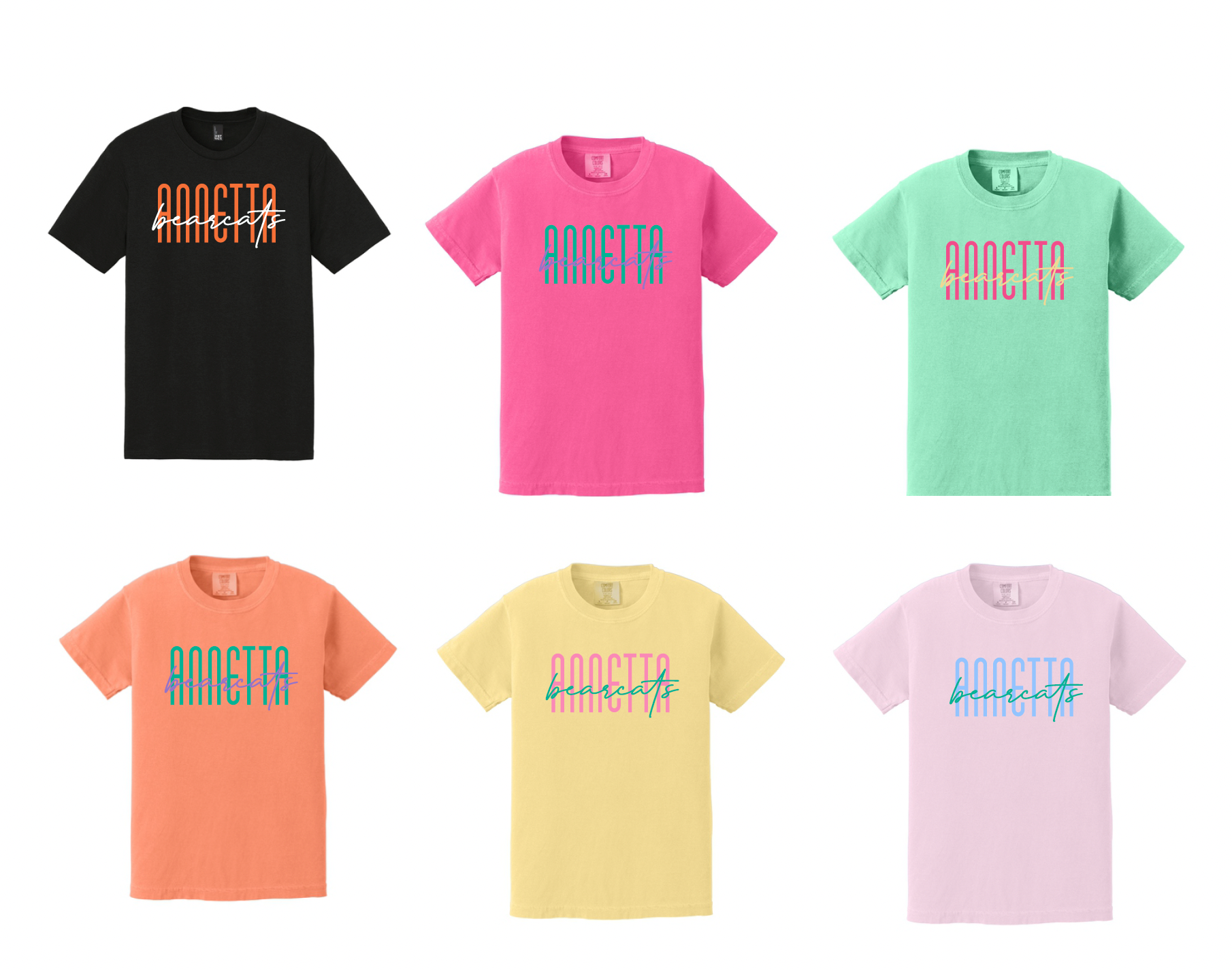 Annetta Bearcat Cursive Logo Comfort Color Tee