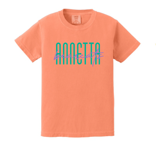 Annetta Bearcat Cursive Logo Comfort Color Tee