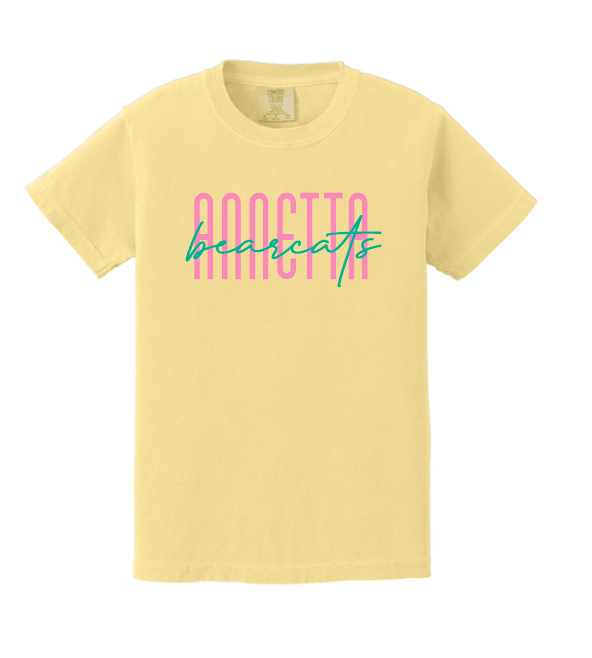 Annetta Bearcat Cursive Logo Comfort Color Tee