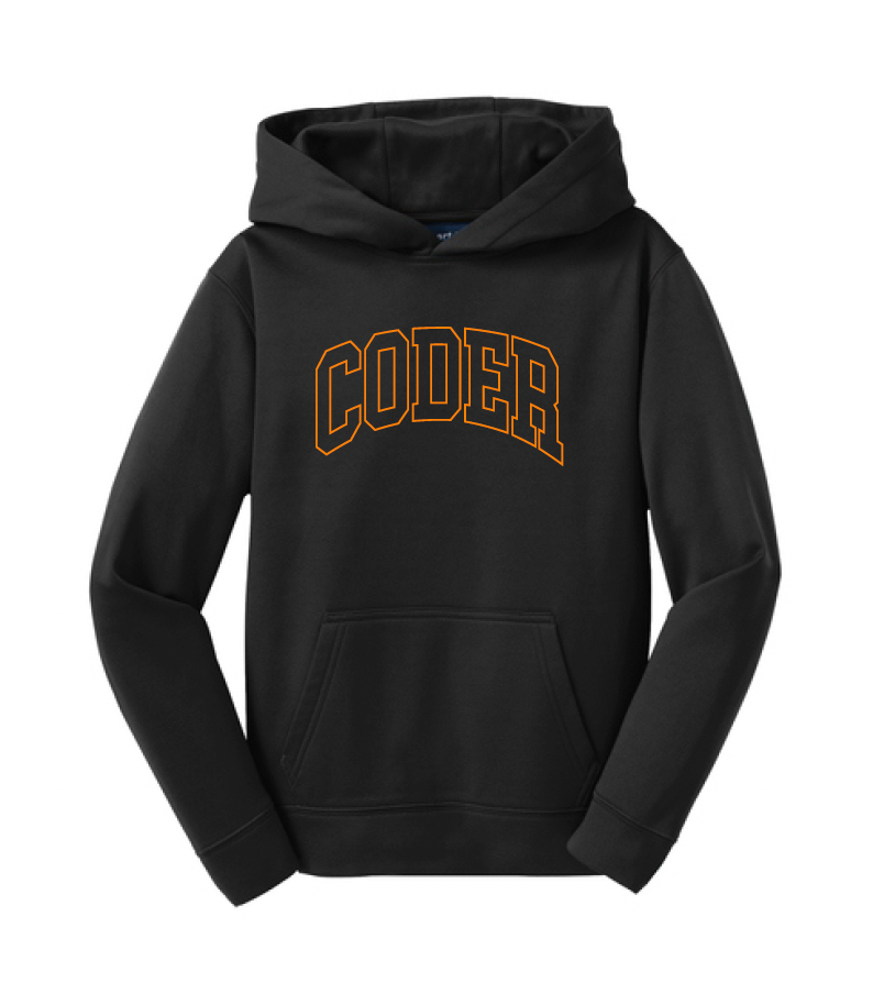 Coder Block Logo Moisture Management Hoodie - optional logo (Coder/Bearcat)