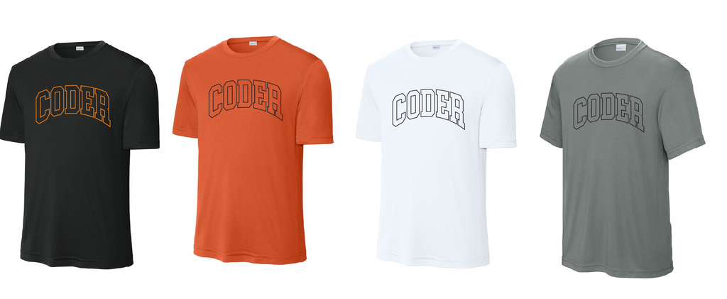 Coder Block Logo Moisture Management Short Sleeve Tee - optional logo (Coder/Bearcat)