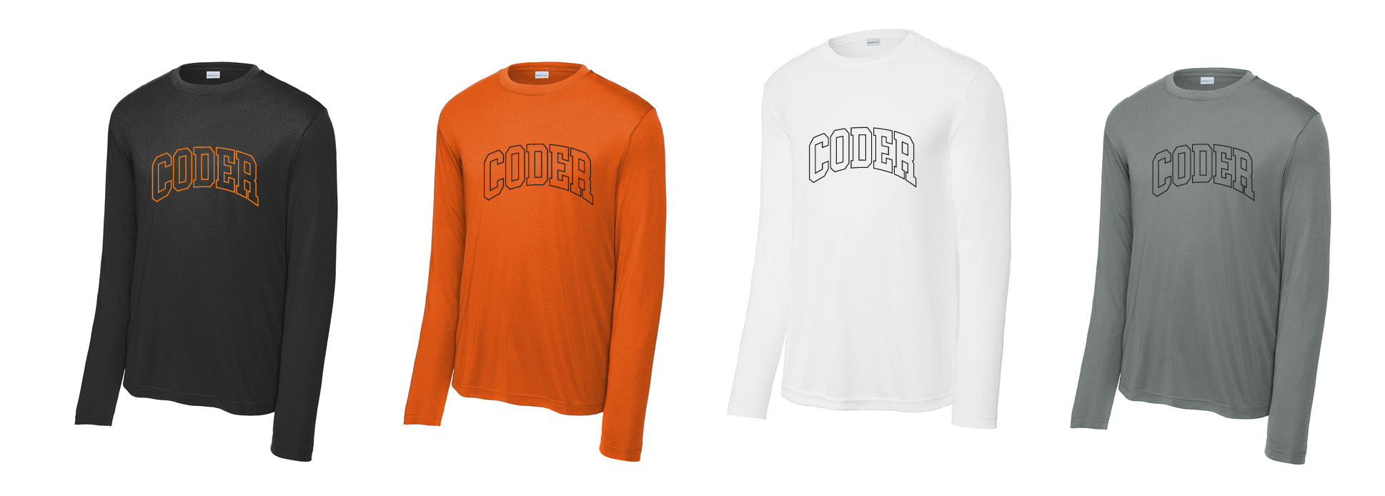 Coder Block Logo Moisture Management Long Sleeve Tee - optional logo (Coder/Bearcat)