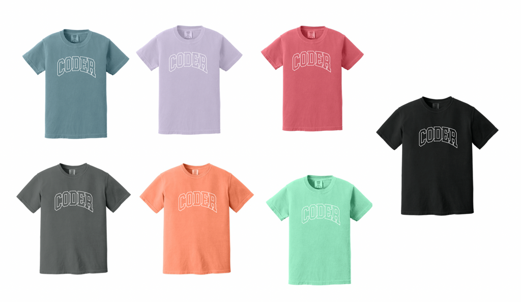 Coder Block Logo Short Sleeve Comfort Color Tee - optional logo (Coder/Bearcat)