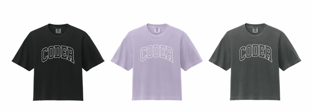 Coder Block Logo Ladies Boxy Tee - optional logo (Coder/Bearcat)