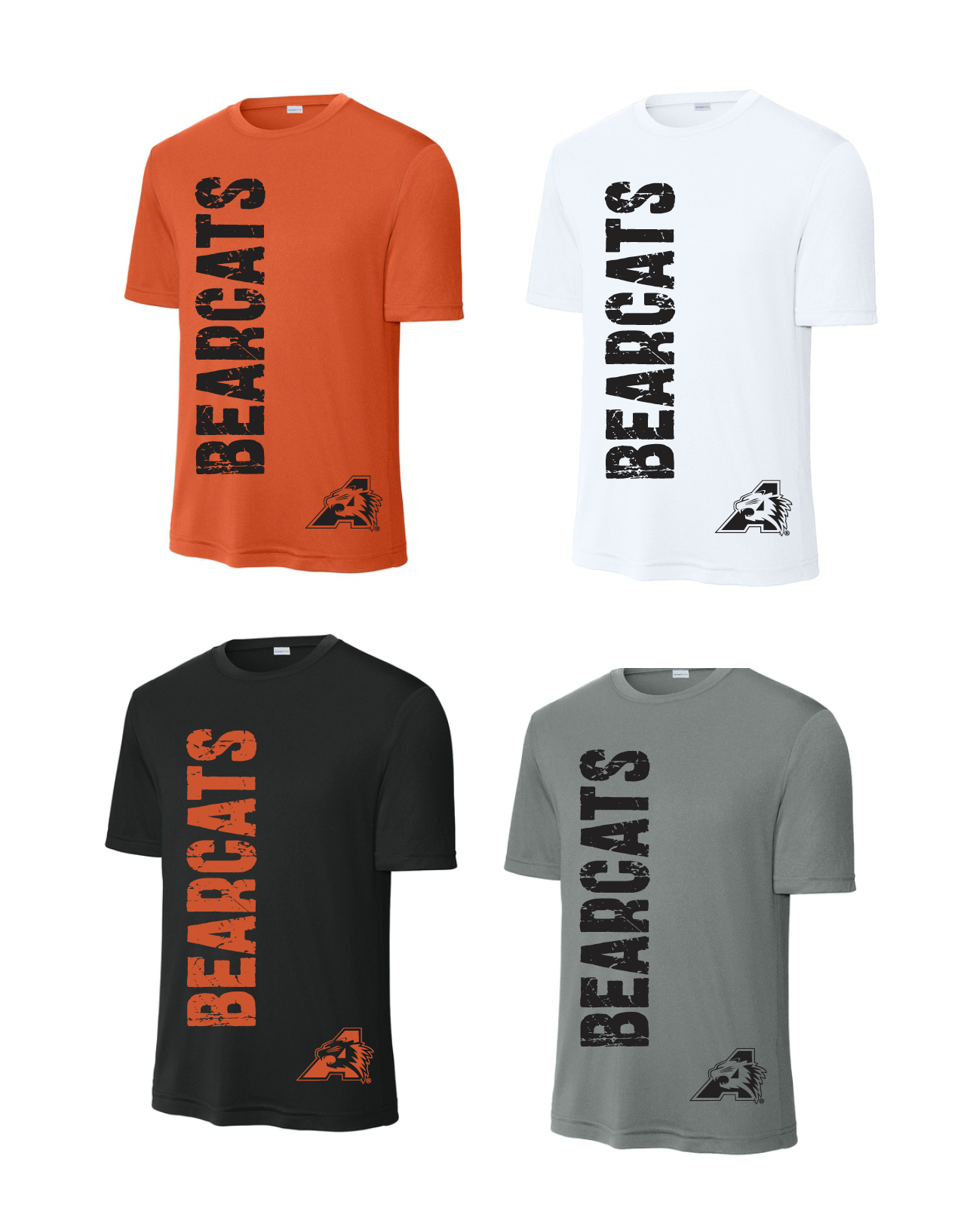 Stuard Distressed Logo Moisture Management Short Sleeve Tee - optional logo (Stuard/Bearcat)