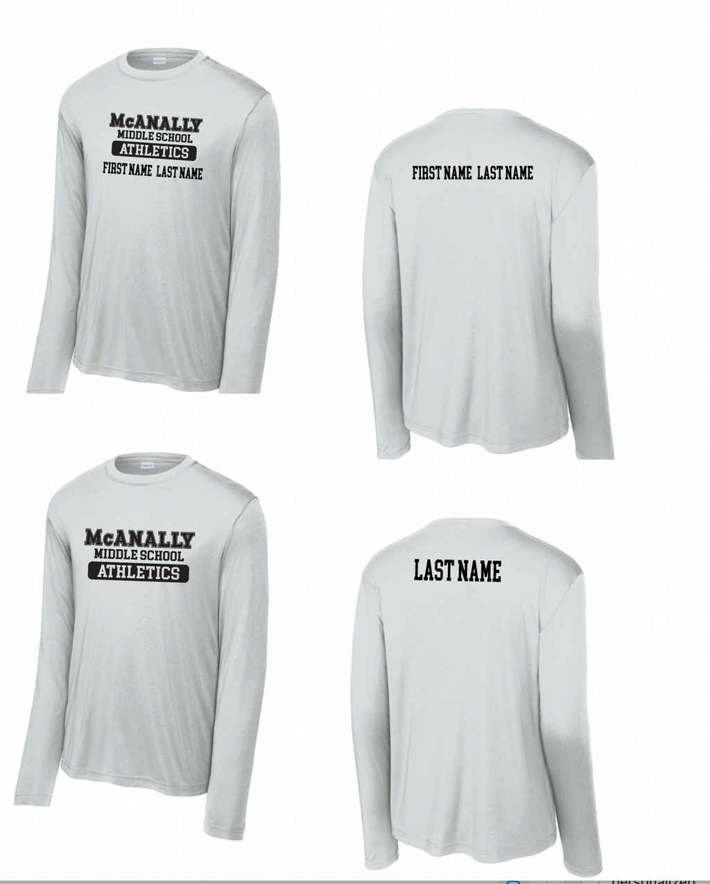 McAnally MS Athletic Long Sleeve Moisture Management Tee