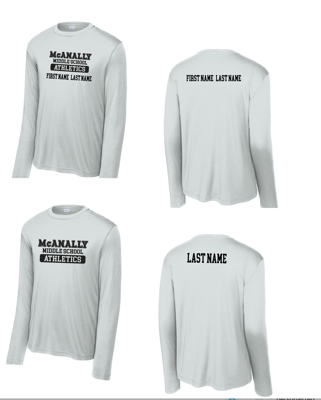 McAnally MS Athletic Long Sleeve Moisture Management Tee