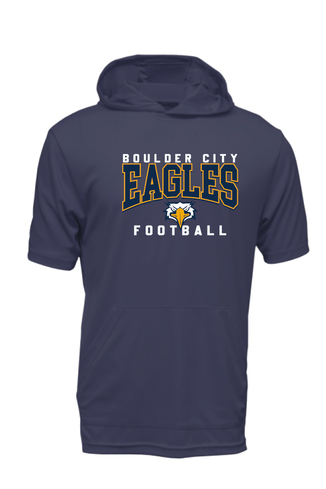 BCHS Football SS Hooded Tee with Eagles Logo