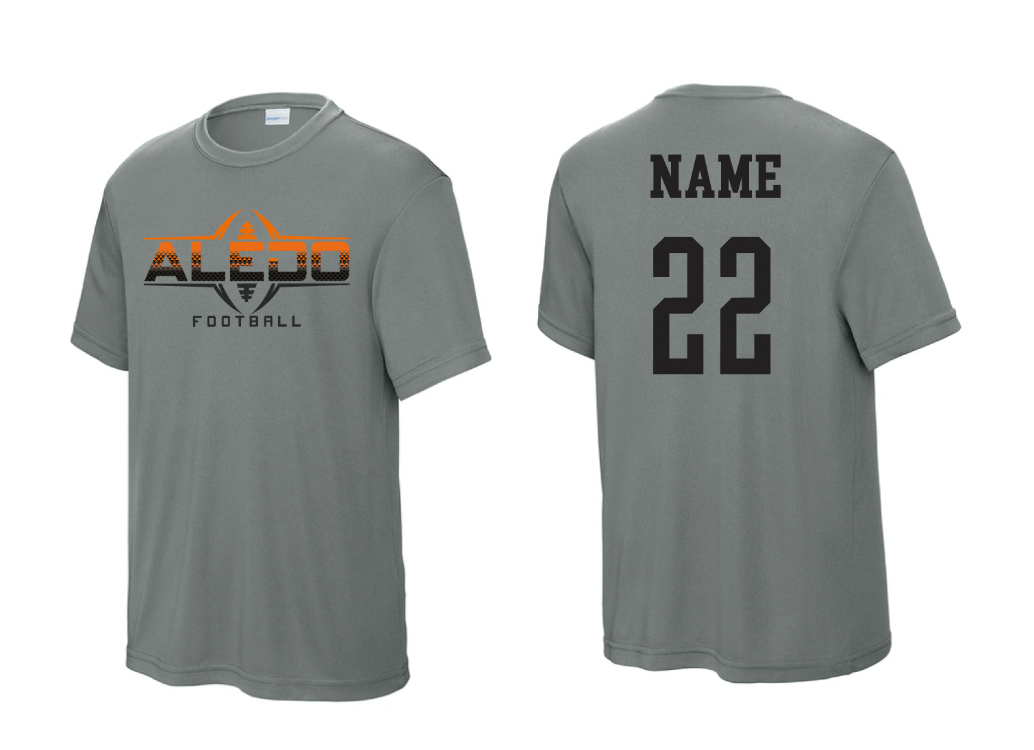 Aledo 5u Flag Football Moisture Management Tee WiTH Name/Number