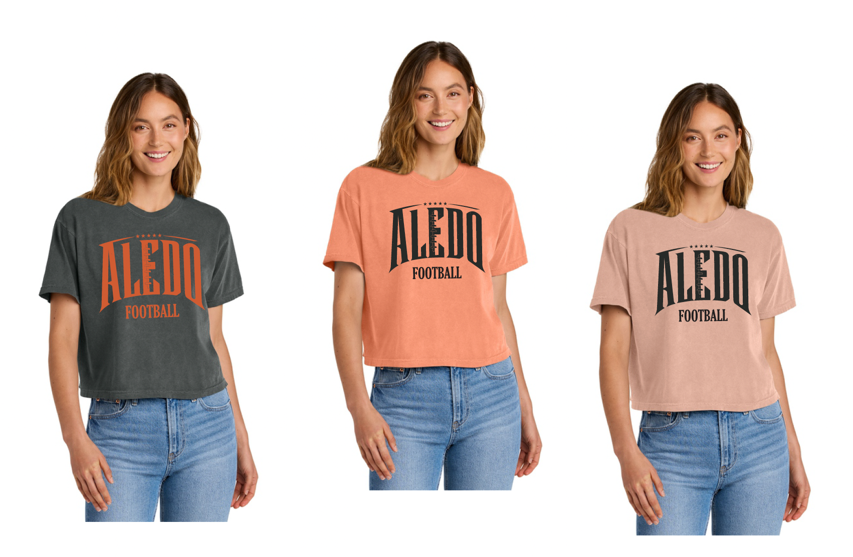 Aledo Football Seams Logo Comfort Colors Ladies Boxy Tee
