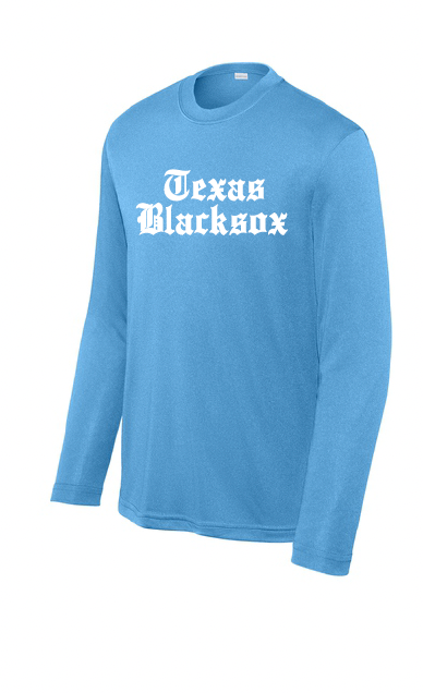 Texas Blacksox Moisture Management Long Sleeve Tee - Old English Logo