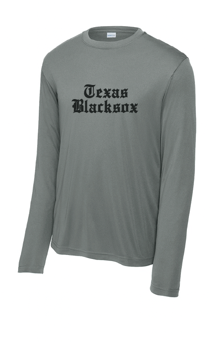 Texas Blacksox Moisture Management Long Sleeve Tee - Old English Logo