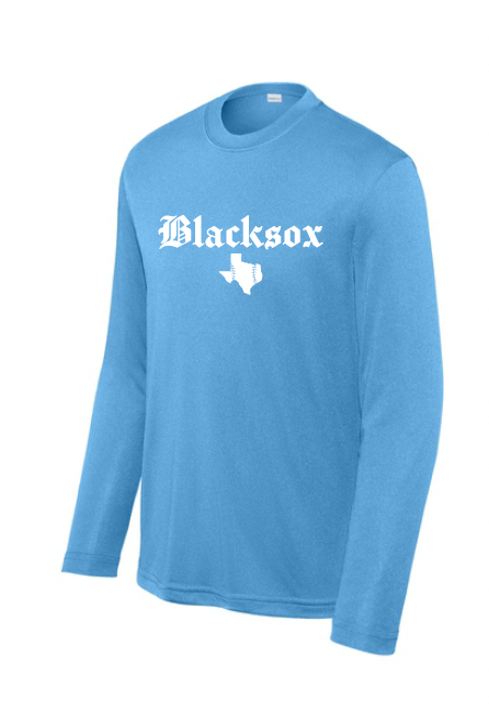 Texas Blacksox Moisture Management Long Sleeve Tee - State Logo