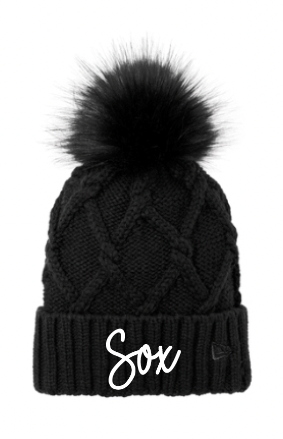 Texas Blacksox Pom Faux Fur Beanie