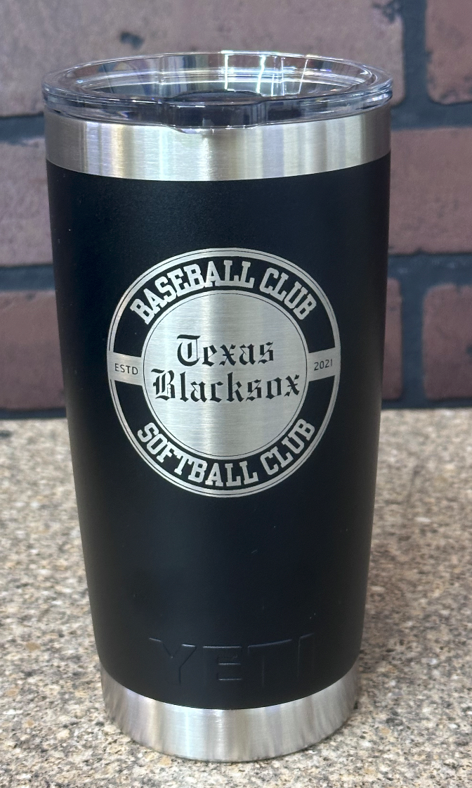 Texas Blacksox 20 oz Yeti Coffee Mug Laser Engraved - Black