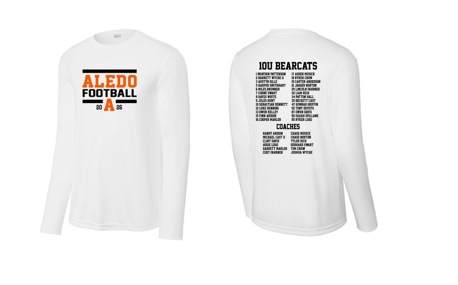 10u Wyche Football Moisture Management Long Sleeve Tee - Block Logo