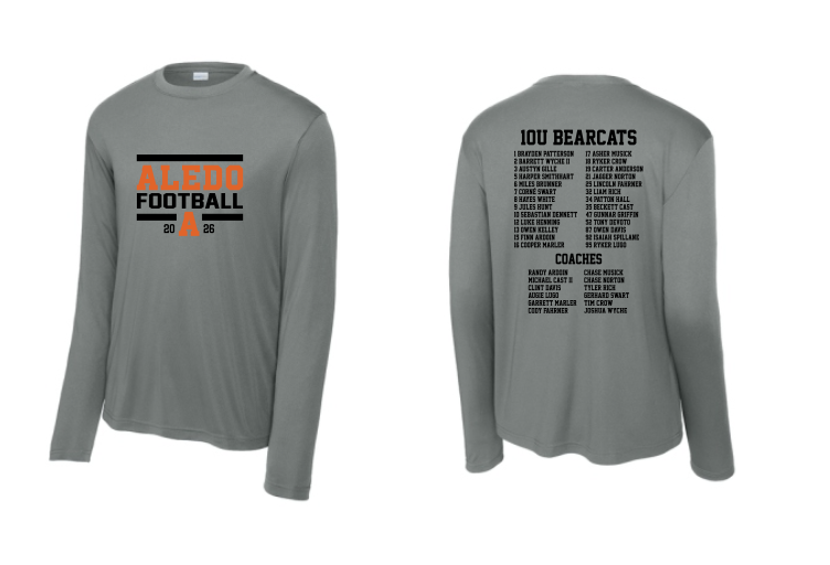 10u Wyche Football Moisture Management Long Sleeve Tee - Block Logo
