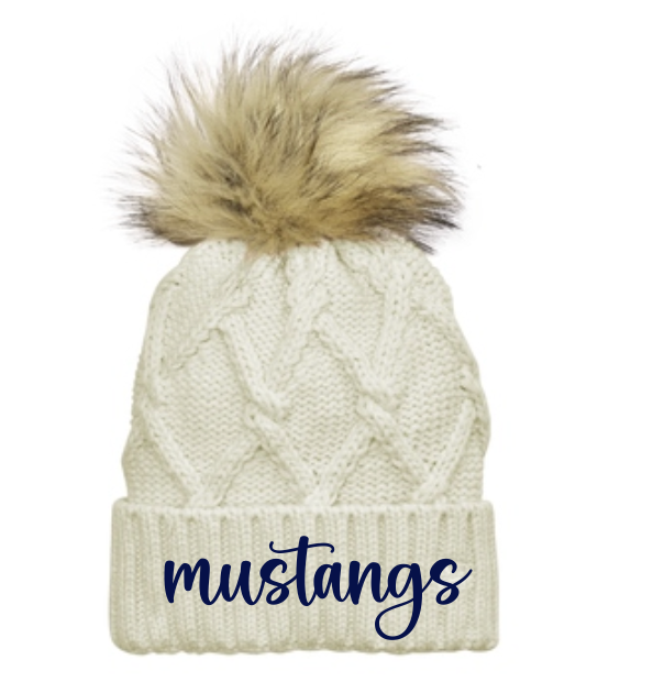 Mannion Middle School Pom Faux Fur Beanie