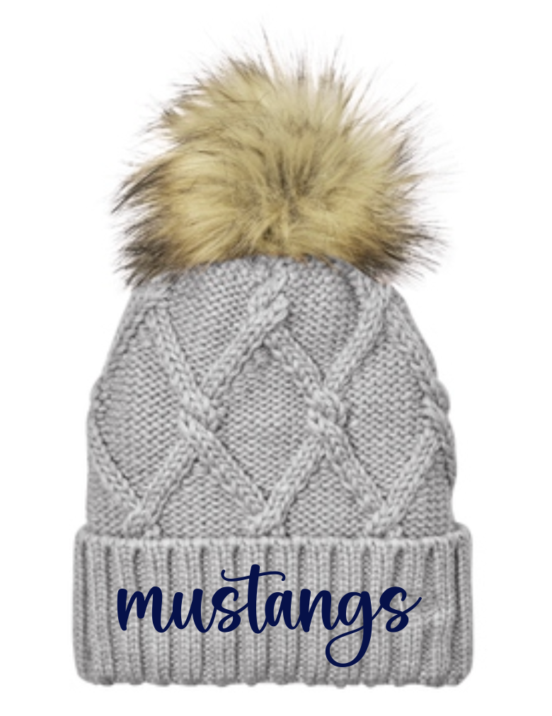 Mannion Middle School Pom Faux Fur Beanie