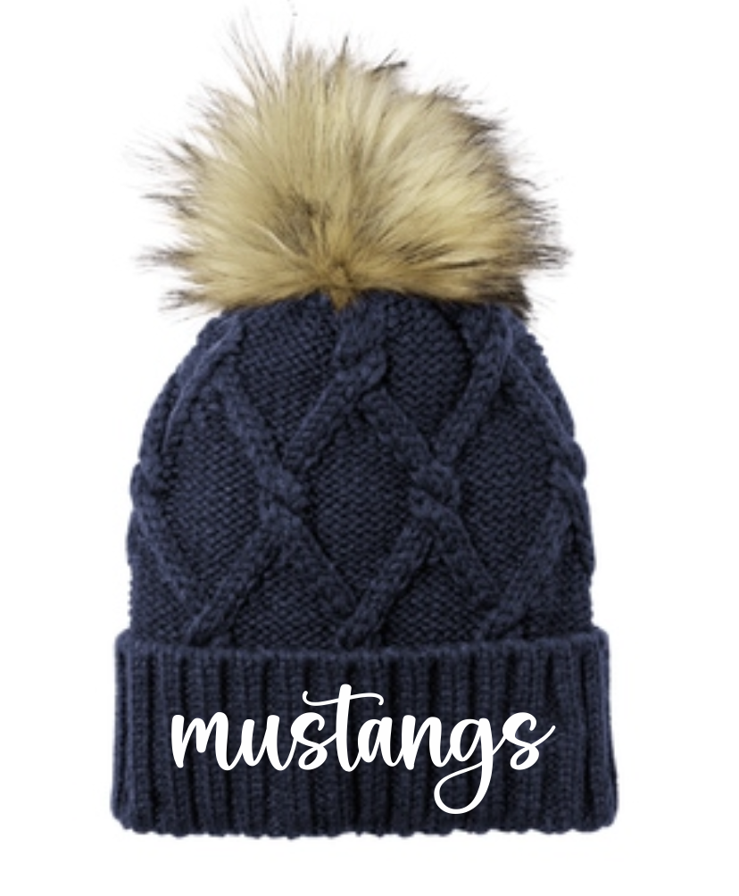 Mannion Middle School Pom Faux Fur Beanie