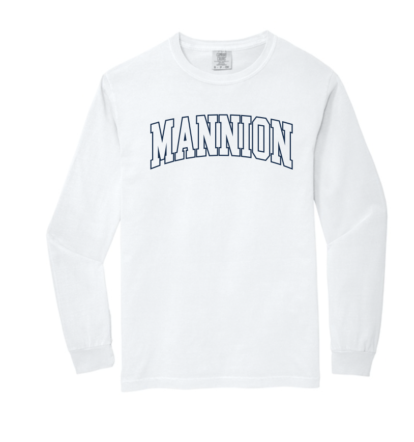 Mannion Middle School BLOCK LOGO Comfort Colors Long Sleeve Tee