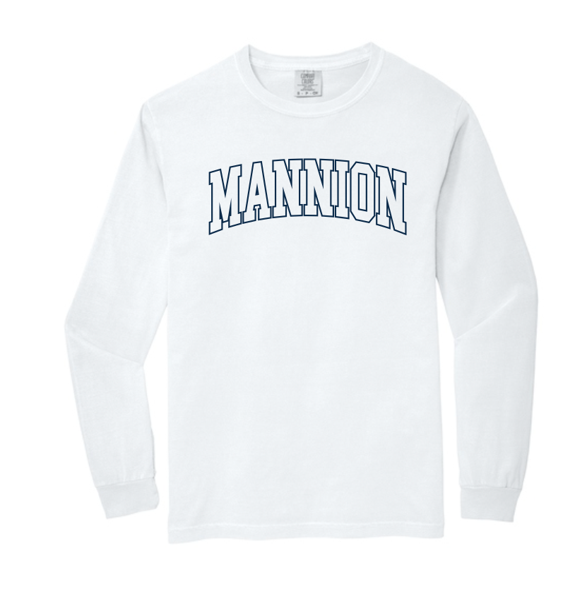 Mannion Middle School BLOCK LOGO Comfort Colors Long Sleeve Tee