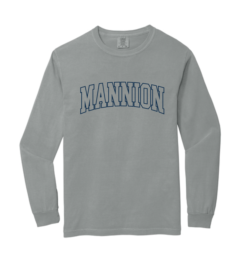 Mannion Middle School BLOCK LOGO Comfort Colors Long Sleeve Tee