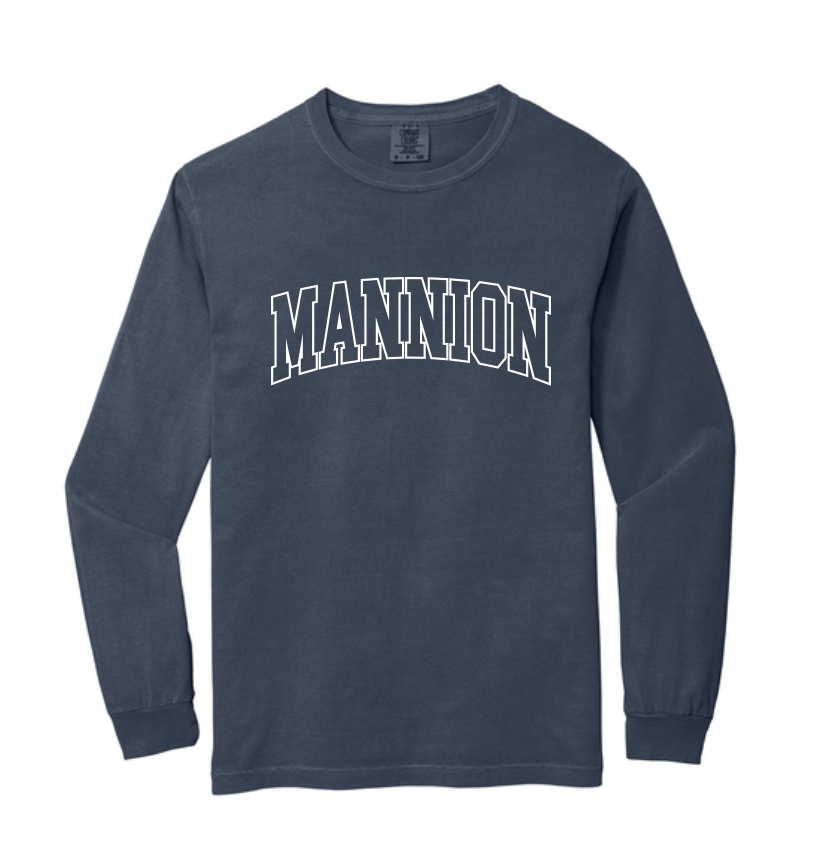 Mannion Middle School BLOCK LOGO Comfort Colors Long Sleeve Tee