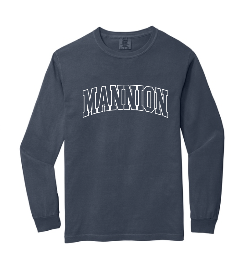 Mannion Middle School BLOCK LOGO Comfort Colors Long Sleeve Tee