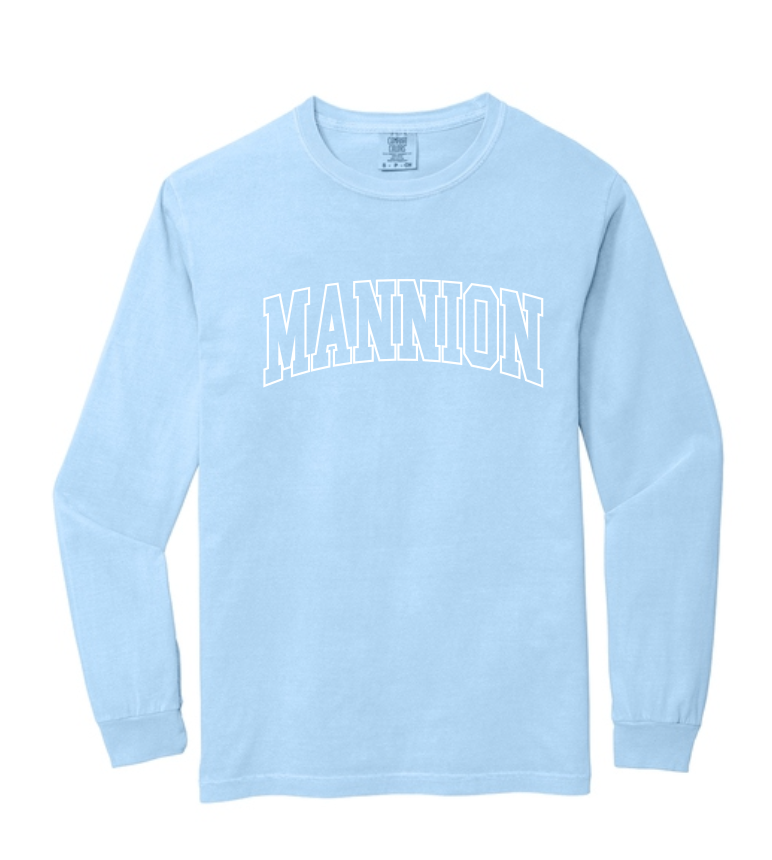 Mannion Middle School BLOCK LOGO Comfort Colors Long Sleeve Tee