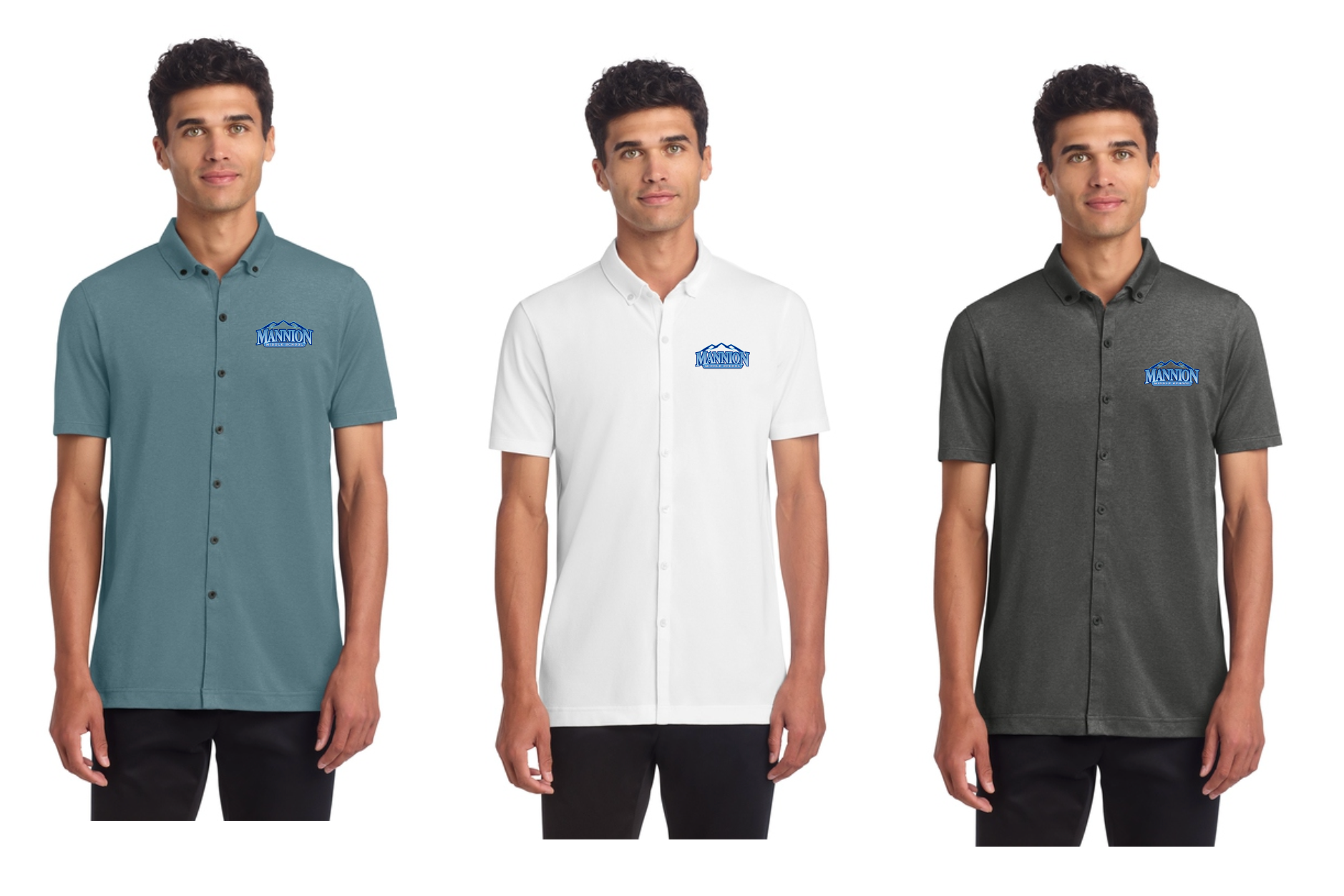 Mannion Middle School Stretch Pique Full-Button Polo