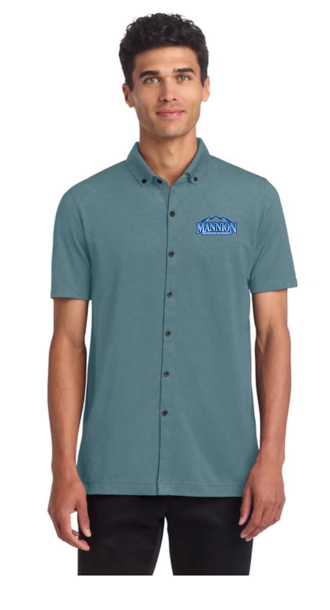 Mannion Middle School Stretch Pique Full-Button Polo