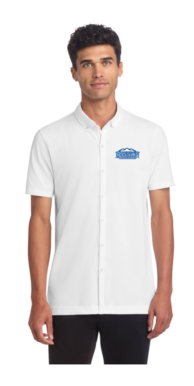 Mannion Middle School Stretch Pique Full-Button Polo
