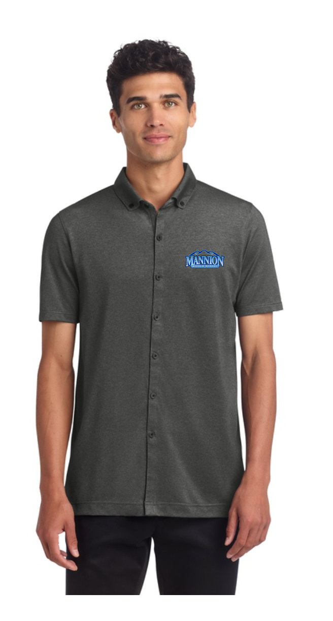 Mannion Middle School Stretch Pique Full-Button Polo