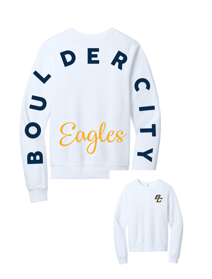 Boulder City Eagles Bella Canvas Crewneck Sweatshirts - Sleeve Logo