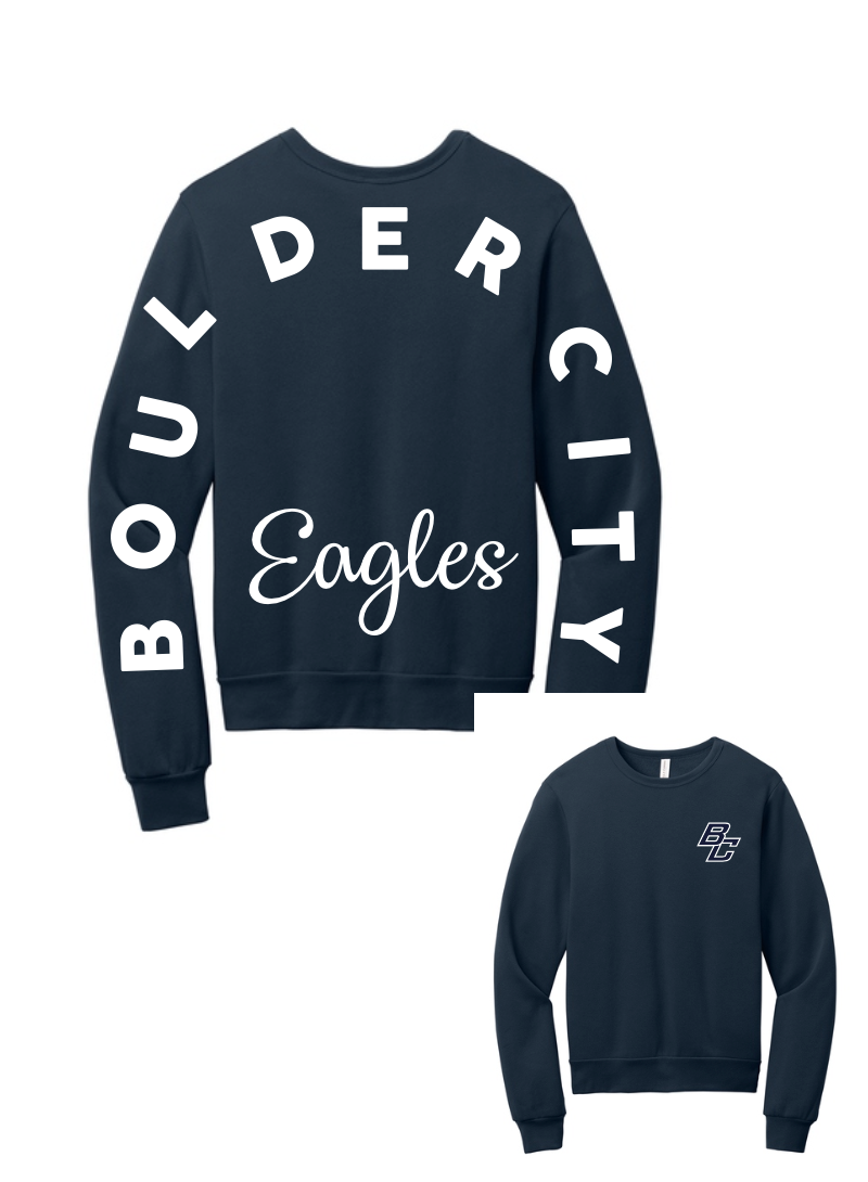 Boulder City Eagles Bella Canvas Crewneck Sweatshirts - Sleeve Logo
