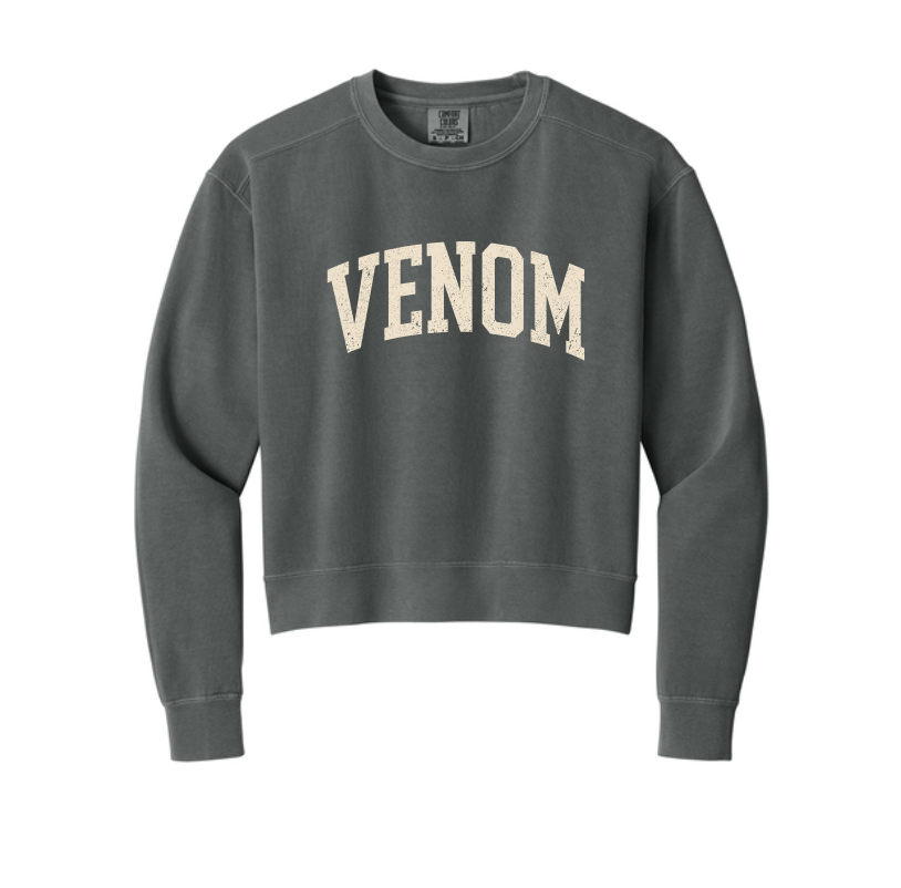 Venom Block Logo Comfort Colors Womens Mid Length Crewneck Sweatshirt