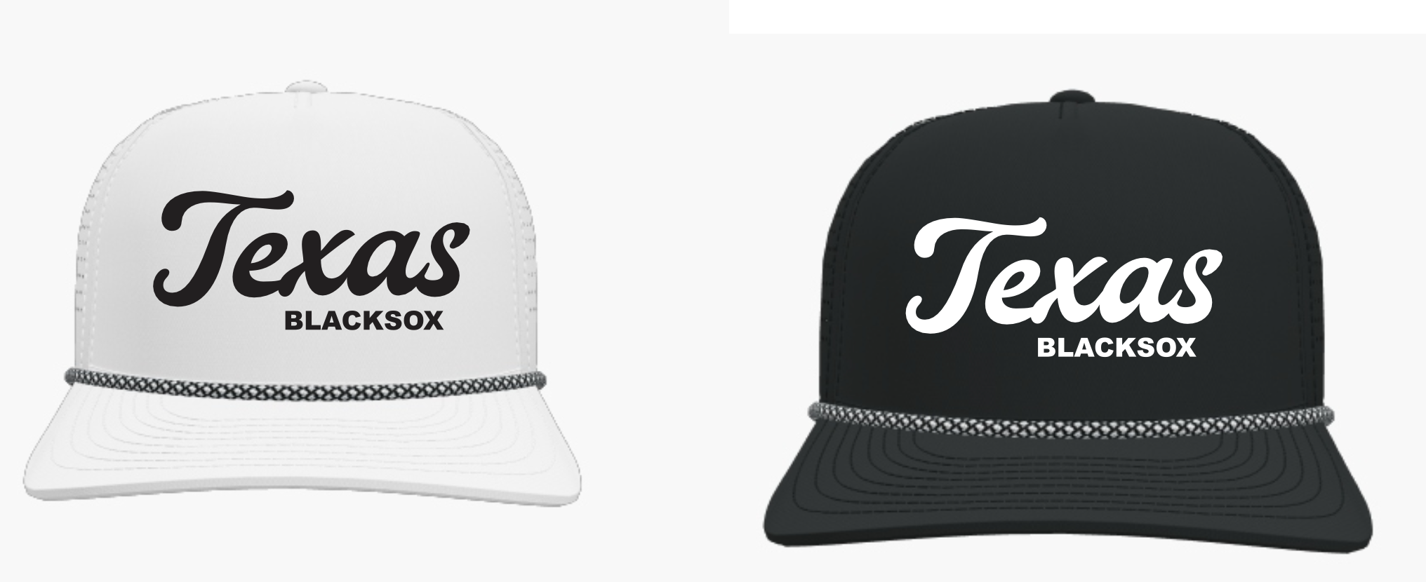 Texas Blacksox Cursive Perforated Snapback Rope Cap
