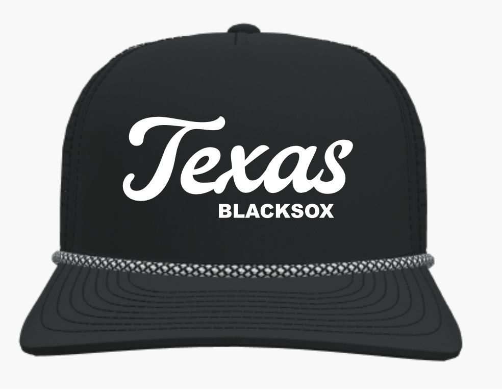 Texas Blacksox Cursive Perforated Snapback Rope Cap