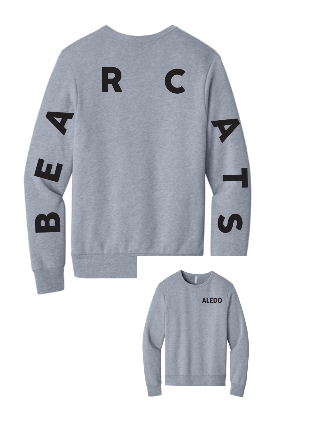 Aledo Bearcat Long Sleeve Logo Bella Canvas Crewneck Sweatshirt