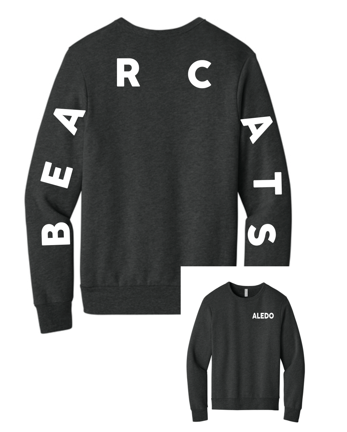 Aledo Bearcat Long Sleeve Logo Bella Canvas Crewneck Sweatshirt