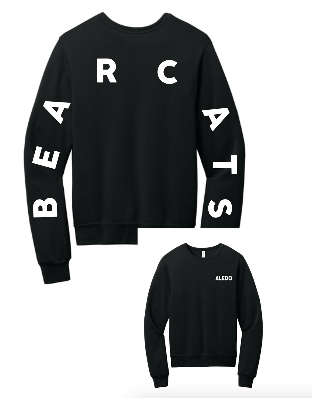 Aledo Bearcat Long Sleeve Logo Bella Canvas Crewneck Sweatshirt