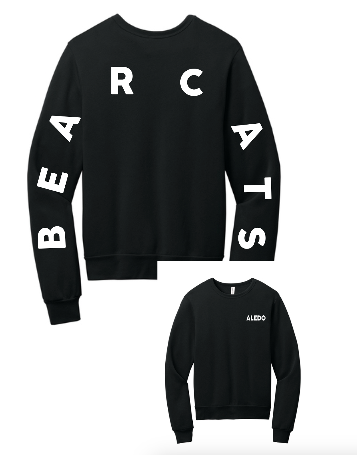 Aledo Bearcat Long Sleeve Logo Bella Canvas Crewneck Sweatshirt