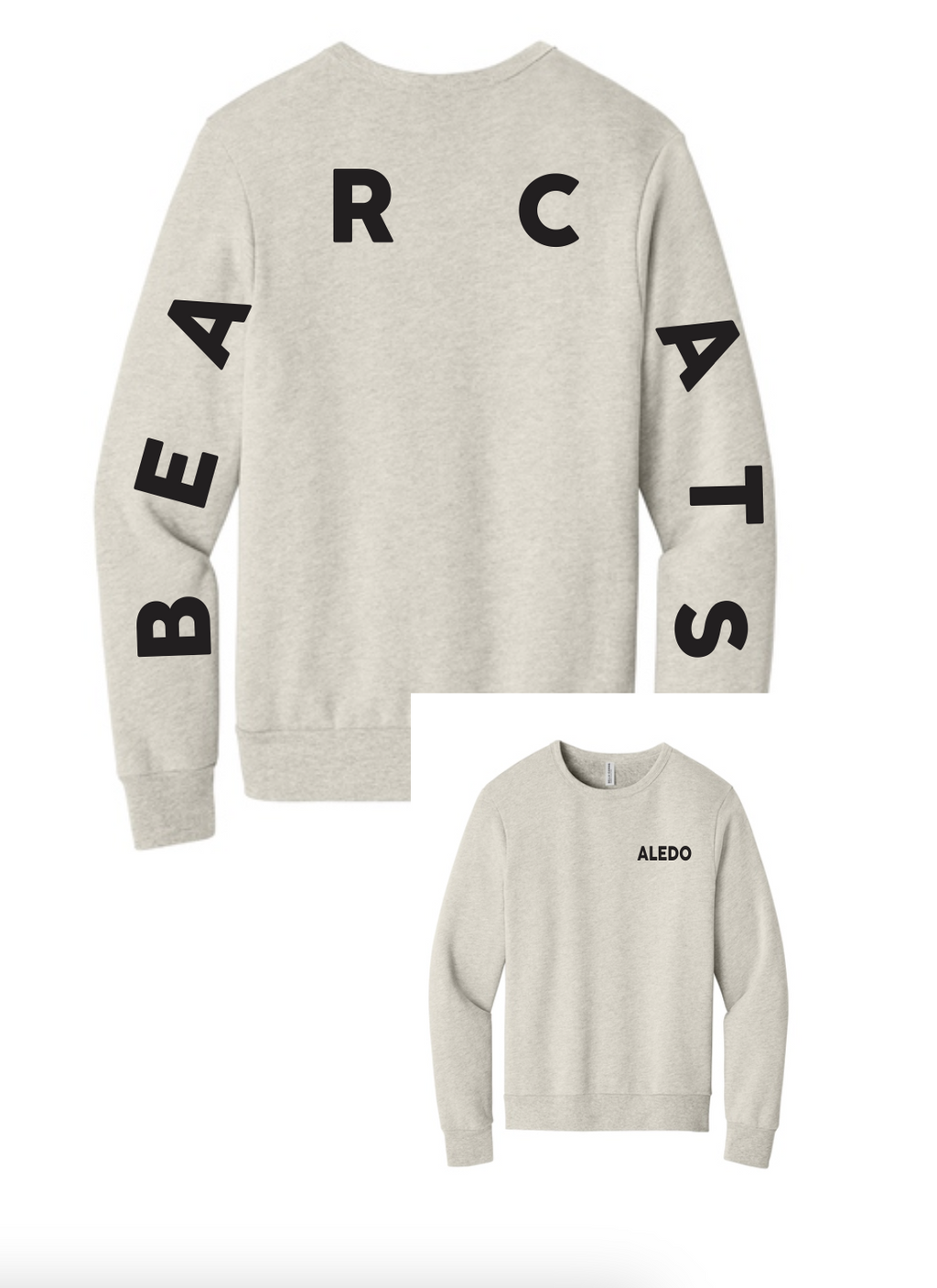 Aledo Bearcat Long Sleeve Logo Bella Canvas Crewneck Sweatshirt