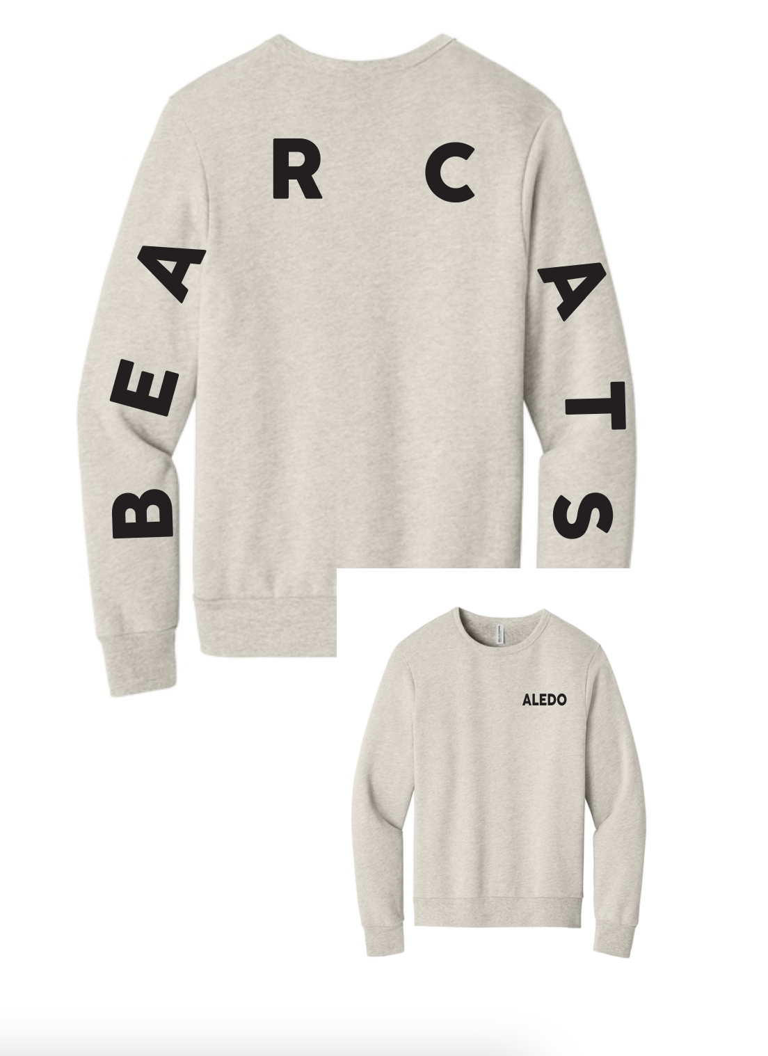 Aledo Bearcat Long Sleeve Logo Bella Canvas Crewneck Sweatshirt