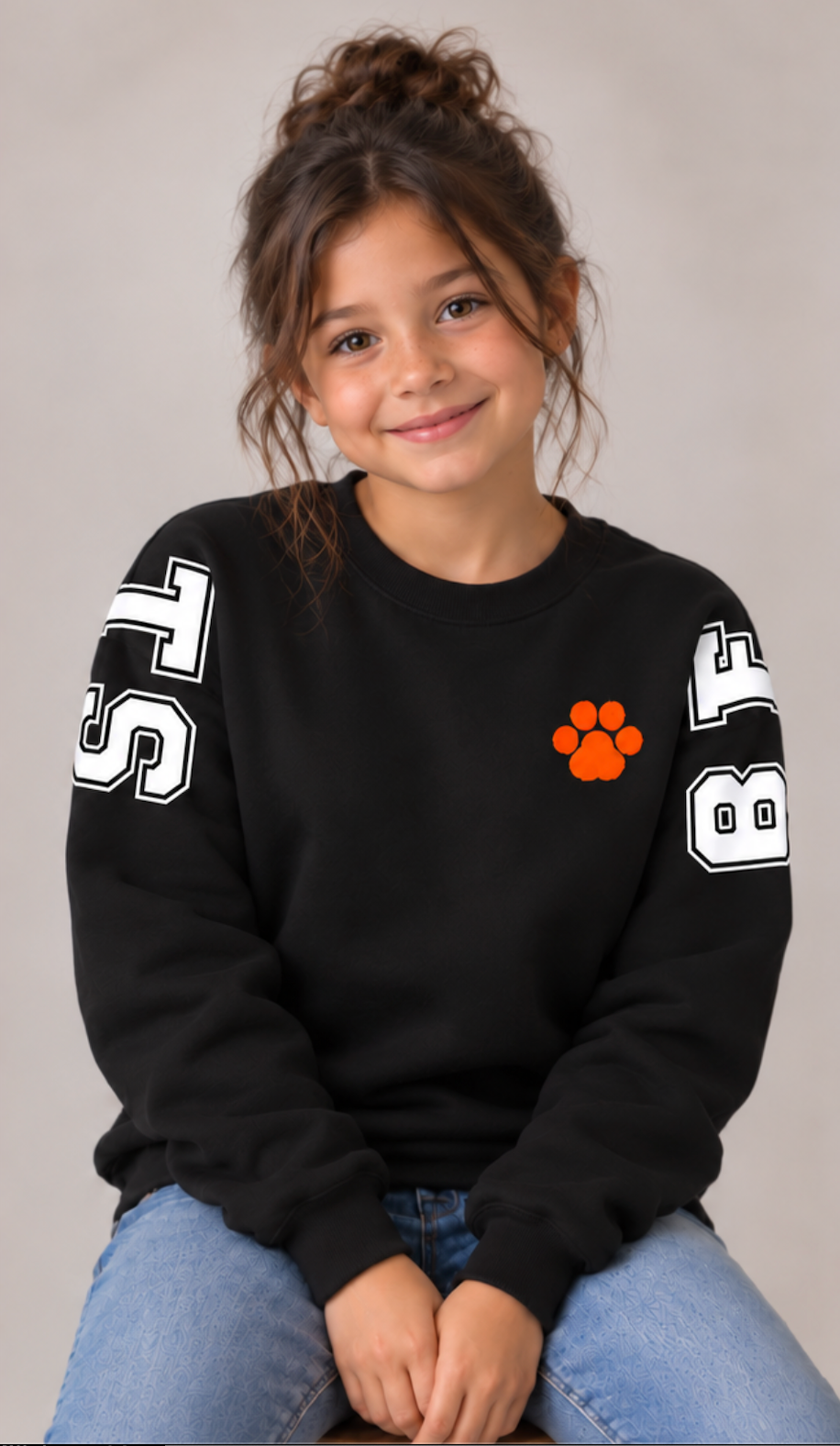Annetta Long Sleeve Bearcat Logo Crewneck Sweatshirt - YOUTH