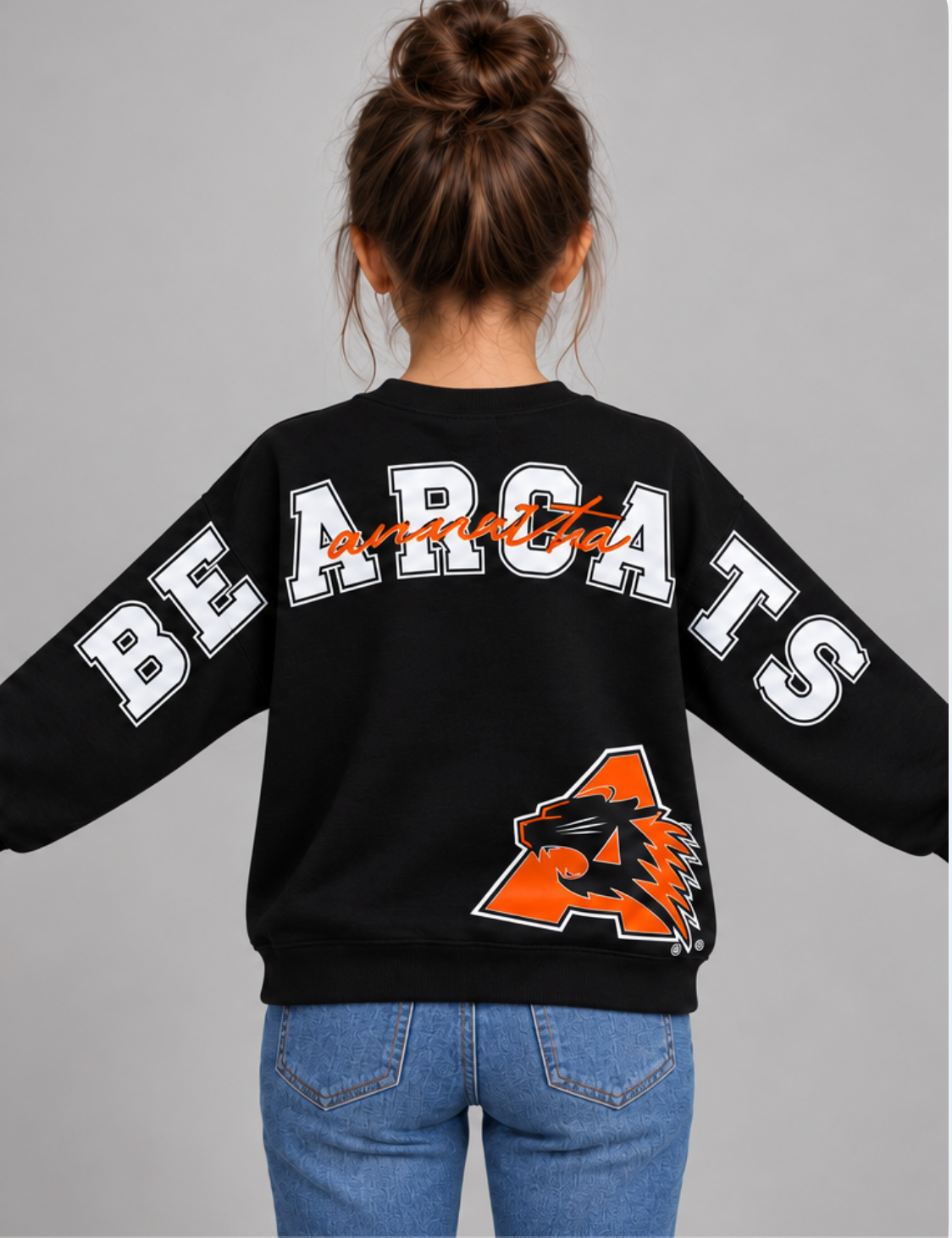 Annetta Long Sleeve Bearcat Logo Crewneck Sweatshirt - YOUTH