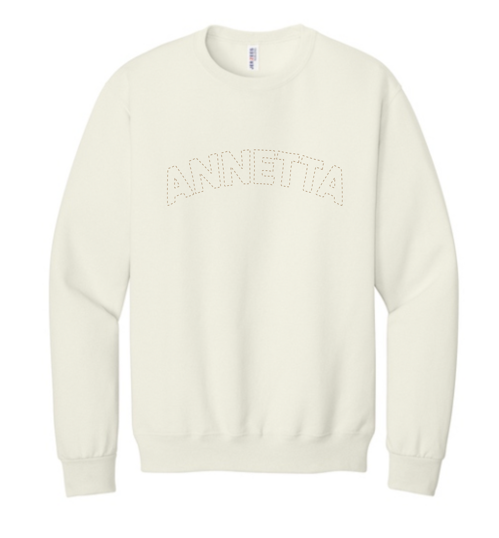 Annetta Dotted Logo Crewneck Sweatshirt - YOUTH (embroidered choice of Annetta or Aledo)