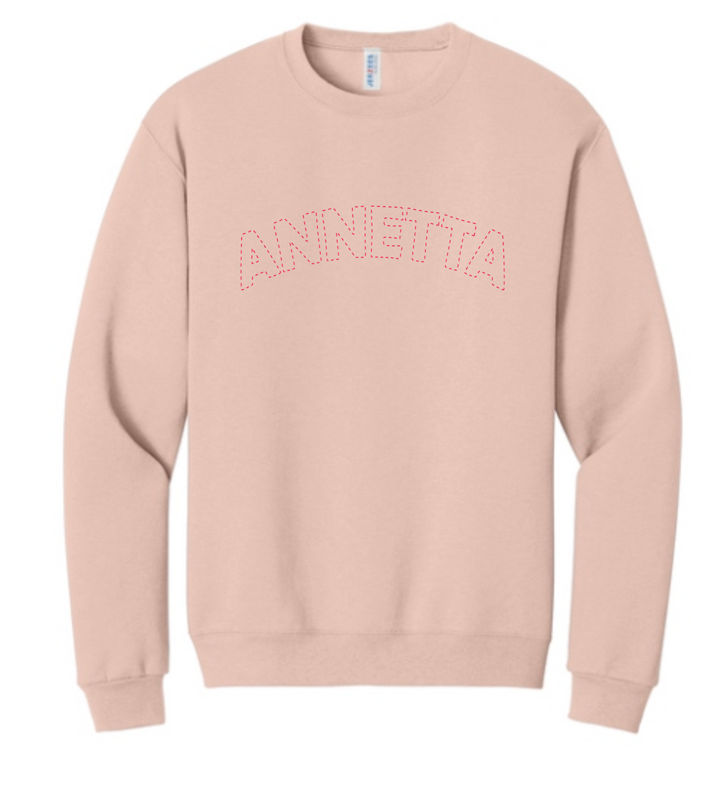 Annetta Dotted Logo Crewneck Sweatshirt (embroidered - choice of Annetta or Aledo)